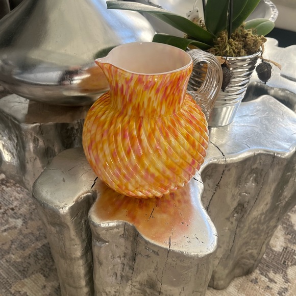 Made by web in England Victorian glass swirl rib, optic Polychrome ball pitcer - Picture 4 of 15